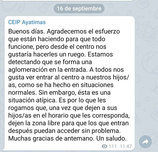 Cuenta del CEIP Ayatimas en Telegram Cuenta del CEIP Ayatimas en Telegram