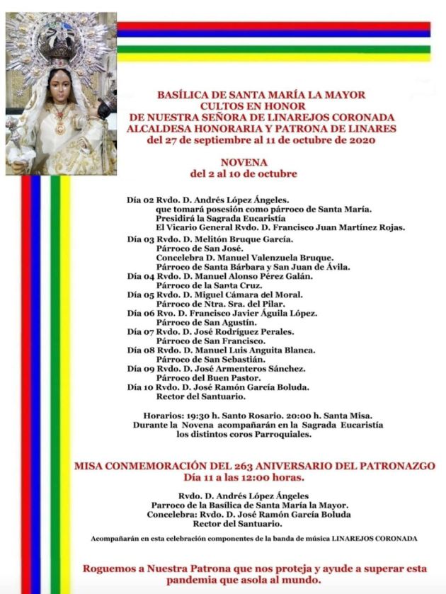 Cultos en honor a la Virgen de Linarejos en la Basílica de Santa María. Cultos en honor a la Virgen de Linarejos en la Basílica de Santa María.