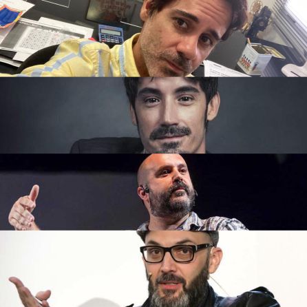 Componentes del espacio de los viernes en Hoy por hoy. De arriba a abajo: Ángel Cruz, director Filmoteca Regional; Fran Ropero, músico; Félix Albo, contador de historias, y Miguel Ángel Hernández, escritor y profesor Componentes del espacio de los viernes en Hoy por hoy. De arriba a abajo: Ángel Cruz, director Filmoteca Regional; Fran Ropero, músico; Félix Albo, contador de historias, y Miguel Ángel Hernández, escritor y profesor