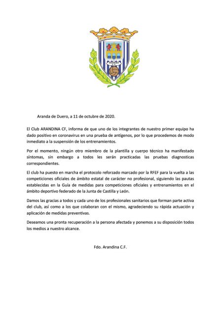Comunicado de la Arandina Comunicado de la Arandina
