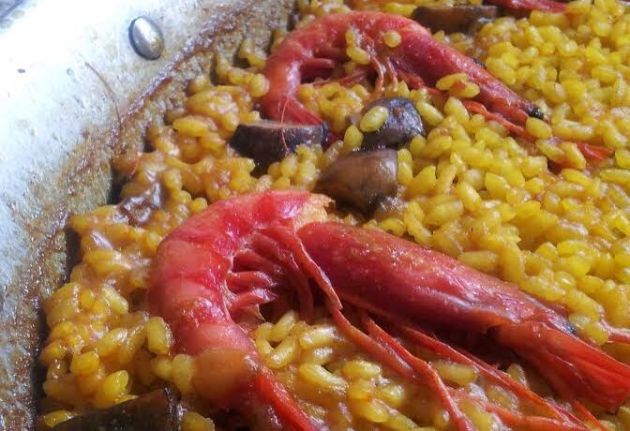 Arròs amb gamba ratllada i bolets Arròs amb gamba ratllada i bolets