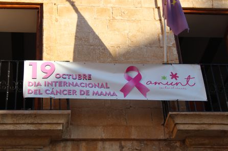 Pancarta de Amunt contra el Càncer, desde la fachada del edificio consistorial de Dénia. Pancarta de Amunt contra el Càncer, desde la fachada del edificio consistorial de Dénia.