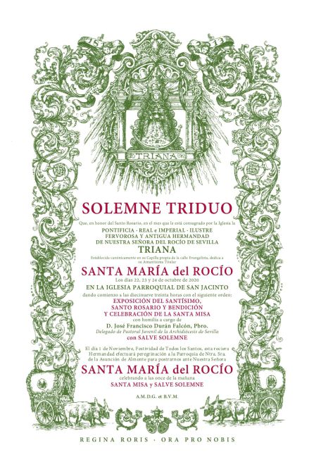 Convocatoria de cultos de la Hermandad del Rocío de Triana Convocatoria de cultos de la Hermandad del Rocío de Triana