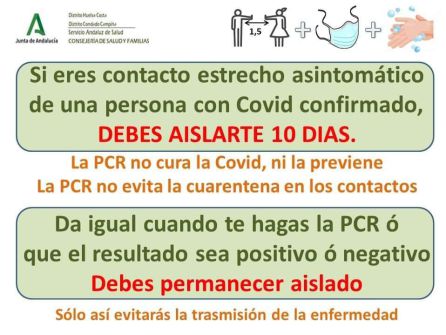 Cartel, de la Junta de Andalucía, con las recomendaciones de confinamientos Cartel, de la Junta de Andalucía, con las recomendaciones de confinamientos