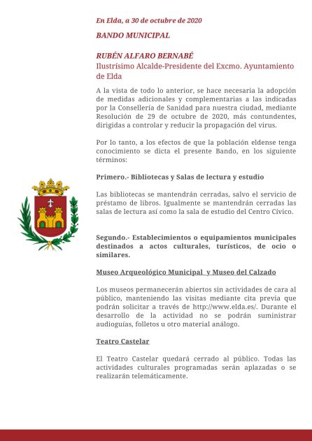 Bando municipal del alcalde de Elda Bando municipal del alcalde de Elda