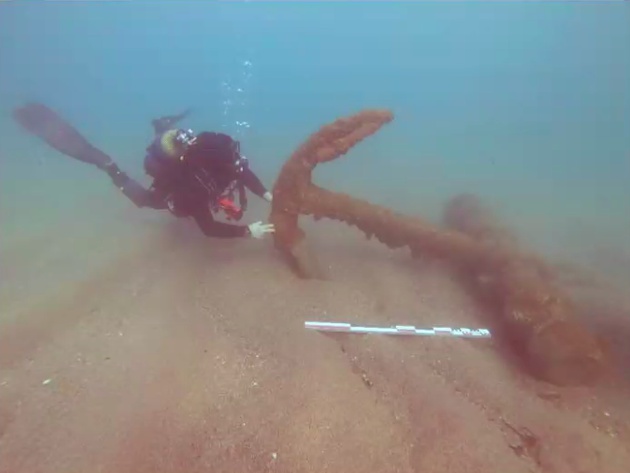 Àncora atribuïda a un vaixell de vapor del segle XIX, a Begur Àncora atribuïda a un vaixell de vapor del segle XIX, a Begur