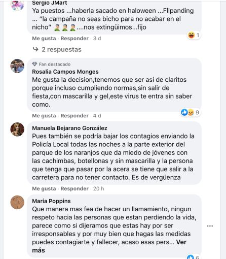 Reacciones de los usuarios de FB al mensaje lanzado por el Ayuntamiento de Coria para insistir en la importancia de seguir las normas de prevención ante el covid Reacciones de los usuarios de FB al mensaje lanzado por el Ayuntamiento de Coria para insistir en la importancia de seguir las normas de prevención ante el covid