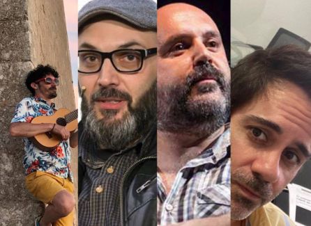 De izquierda a derecha: Fran Ropero (Músico); Miguel Ángel Hernández (Escritor); Félix Albo (Narrador oral); Ángel Cruz (director Filmoteca) De izquierda a derecha: Fran Ropero (Músico); Miguel Ángel Hernández (Escritor); Félix Albo (Narrador oral); Ángel Cruz (director Filmoteca)