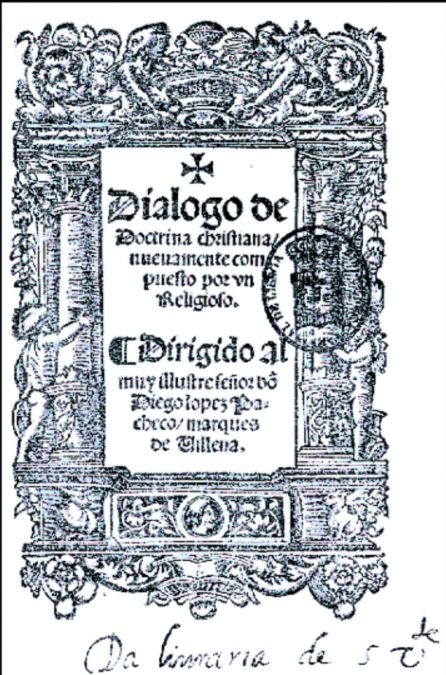 Portada de 'Diálogo de Doctrina Cristiana' de Juan de Valdés. Portada de 'Diálogo de Doctrina Cristiana' de Juan de Valdés.