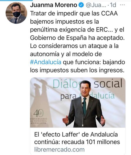 Twitter del presidente andaluz, Juan Manuel Moreno Bonilla Twitter del presidente andaluz, Juan Manuel Moreno Bonilla