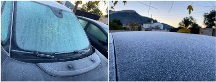 Coches cubiertos de hielo a primeras horas de la mañana en Marxuquera Coches cubiertos de hielo a primeras horas de la mañana en Marxuquera