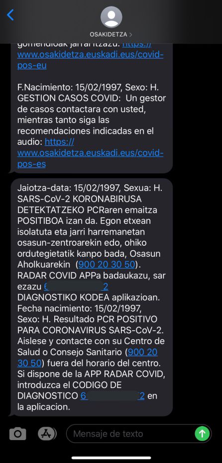 Una notificación de resultado positivo por COVID-19, en una imagen de archivo Una notificación de resultado positivo por COVID-19, en una imagen de archivo