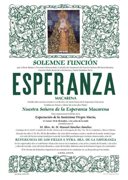 Cartel de cultos de la Hermandad de La Macarena Cartel de cultos de la Hermandad de La Macarena