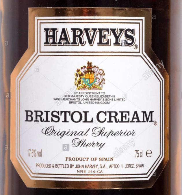 Etiqueta del conocido Harveys Bristol Cream Etiqueta del conocido Harveys Bristol Cream
