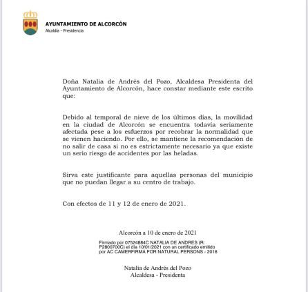 Justificante del Ayuntamiento de Alcorcón Justificante del Ayuntamiento de Alcorcón