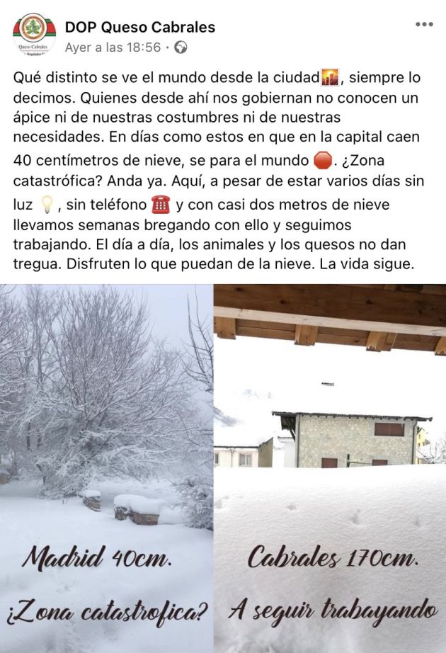 Publicación en Facebook de la DOP. Publicación en Facebook de la DOP.