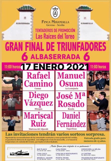 cartel del festejo de este domingo en la Finca Mirandilla cartel del festejo de este domingo en la Finca Mirandilla