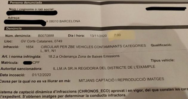 Multa de 100 euros por entrar en la zona de bajas emisiones cuatro segundos tarde Multa de 100 euros por entrar en la zona de bajas emisiones cuatro segundos tarde