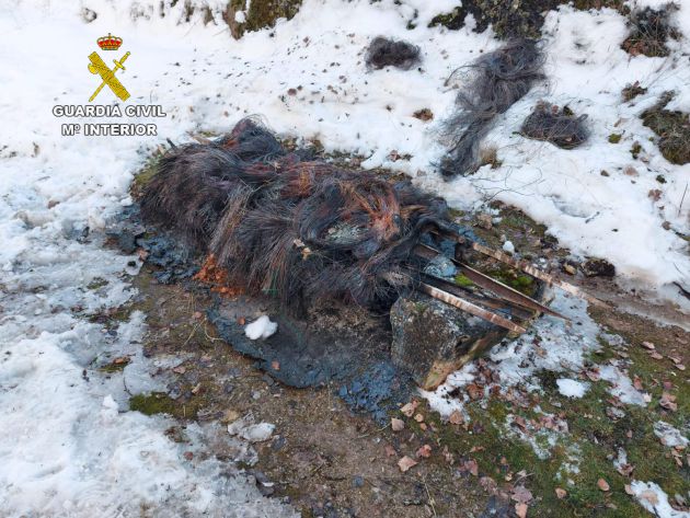 Cable recién quemado en Luzaga Cable recién quemado en Luzaga