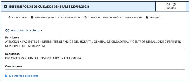 Detalles de la oferta de empleo en la provincia de Ciudad Real Detalles de la oferta de empleo en la provincia de Ciudad Real