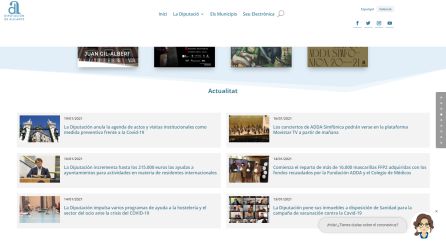 Página web de la Diputación de Alicante cuyas noticias de actualidad se encuentran solo en castellano Página web de la Diputación de Alicante cuyas noticias de actualidad se encuentran solo en castellano