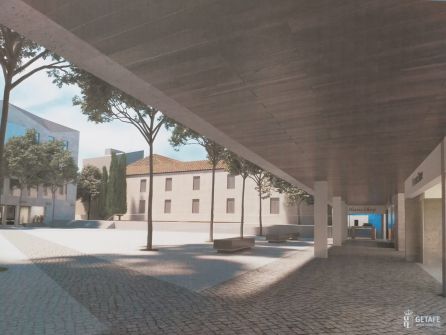 Infografía de la nueva plaza porticada. Infografía de la nueva plaza porticada.