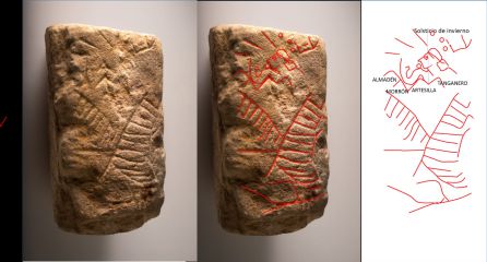 Pieza de piedra en la que se ha identificado al fundador de Puente Tablas. Pieza de piedra en la que se ha identificado al fundador de Puente Tablas.