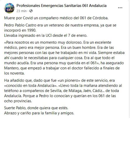Comunicado de los compañeros del doctor Pedro Pablo Castro Comunicado de los compañeros del doctor Pedro Pablo Castro