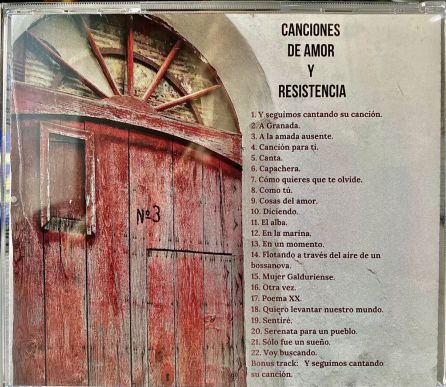 Contraportada con el listado de las canciones incluidas en el disco Contraportada con el listado de las canciones incluidas en el disco