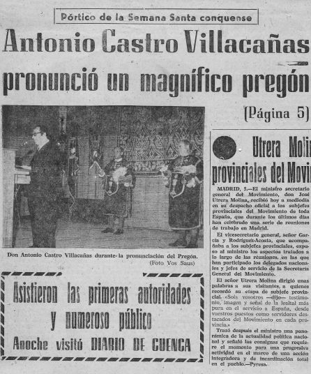 Pregón de Antonio Castro en la prensa local. Pregón de Antonio Castro en la prensa local.
