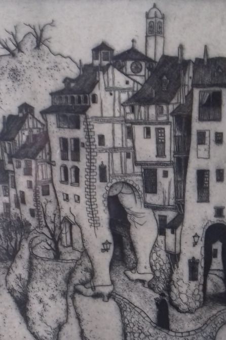 Una de las ilustraciones sobre Cuenca que podemos ver en la exposición de la Casa Zavala. Una de las ilustraciones sobre Cuenca que podemos ver en la exposición de la Casa Zavala.