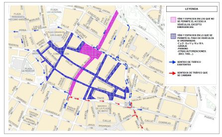Así se reorganizaría el tráfico en el centro al peatonalizar la 'calle ancha' Así se reorganizaría el tráfico en el centro al peatonalizar la 'calle ancha'