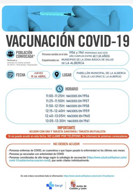 Información de la vacunación en La Alberca Información de la vacunación en La Alberca