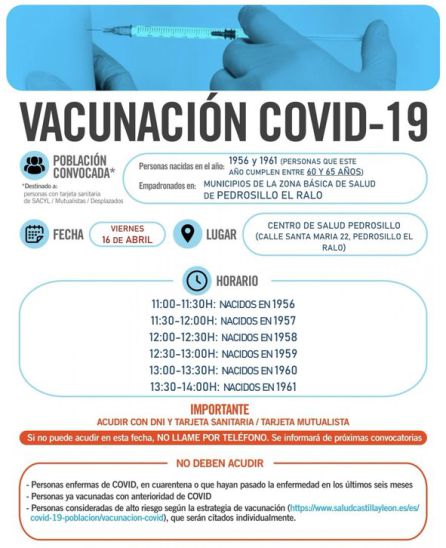 Información de la vacunación en Pedrosillo el Ralo Información de la vacunación en Pedrosillo el Ralo