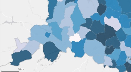 Situación de los pozos de aguas resiguales del suroeste madrileño a 13 de abril de 2021. En color más oscuro, aquellos municipios donde la presencia de SARS-CoV-2 es mayor Situación de los pozos de aguas resiguales del suroeste madrileño a 13 de abril de 2021. En color más oscuro, aquellos municipios donde la presencia de SARS-CoV-2 es mayor