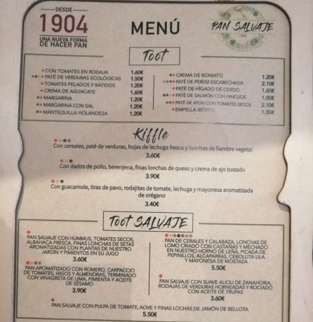 Carta de panes ecológicos. Pan Salvaje de Gaspar Aquino Cárdenas en San Juan del Puerto (Huelva) Carta de panes ecológicos. Pan Salvaje de Gaspar Aquino Cárdenas en San Juan del Puerto (Huelva)