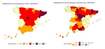 Nivel de riesgo frente al COVID-19 por CCAA Nivel de riesgo frente al COVID-19 por CCAA