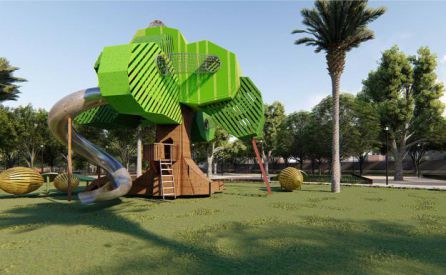 Imagen distribuida en su día por el Ayuntamiento de Murcia sobre el denominado 'Limonero', escultura que acogerá "una gran zona de juego infantil". Imagen distribuida en su día por el Ayuntamiento de Murcia sobre el denominado 'Limonero', escultura que acogerá "una gran zona de juego infantil".