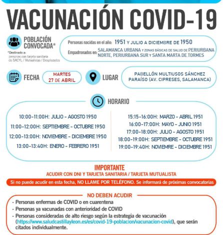 Información sobre la campaña de vacunación de este martes en Salamanca Información sobre la campaña de vacunación de este martes en Salamanca