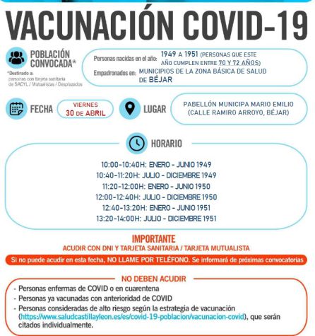 Información del proceso de vacunación en Béjar. Información del proceso de vacunación en Béjar.