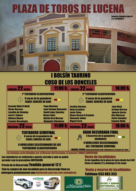 Cartel del I Bolsín Taurino Coso de los Donceles de Lucena Cartel del I Bolsín Taurino Coso de los Donceles de Lucena