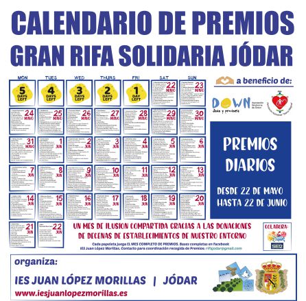Calendario de la Gran Rifa Solidaria del IES Juan López Morillas Calendario de la Gran Rifa Solidaria del IES Juan López Morillas