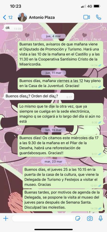 Mensajes de convocatoria y desconvocatoria de la visita prevista para el 25 de marzo Mensajes de convocatoria y desconvocatoria de la visita prevista para el 25 de marzo