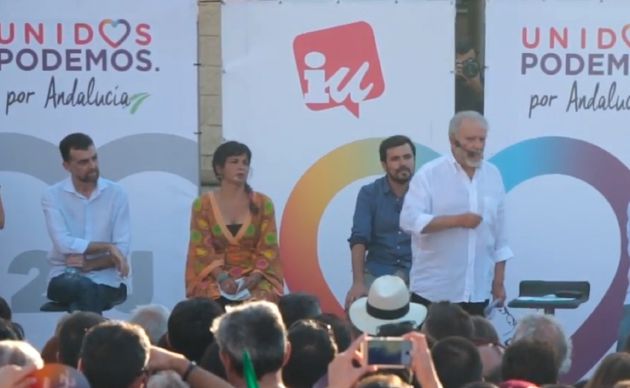 Julio Anguita en el acto central de campaña del 26J con Alberto Garzón, Antonio Maíllo, Teresa Rodríguez, Manuel Monereo y Antonia Parrado Julio Anguita en el acto central de campaña del 26J con Alberto Garzón, Antonio Maíllo, Teresa Rodríguez, Manuel Monereo y Antonia Parrado