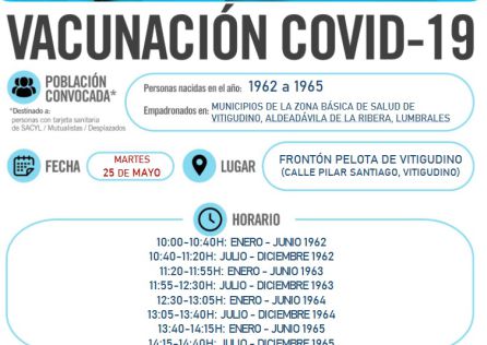 Información de la vacunación de este martes en Vitigudino Información de la vacunación de este martes en Vitigudino