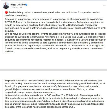 El primer mensaje del lehendakari antes de las correcciones El primer mensaje del lehendakari antes de las correcciones