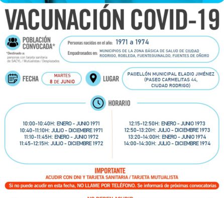 Información de la vacunación en Ciudad Rodrigo Información de la vacunación en Ciudad Rodrigo