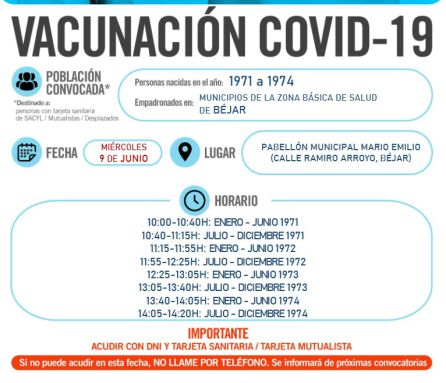 Información de la vacunación en Béjar Información de la vacunación en Béjar