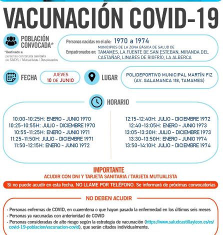 Información de la vacunación en Tamames Información de la vacunación en Tamames