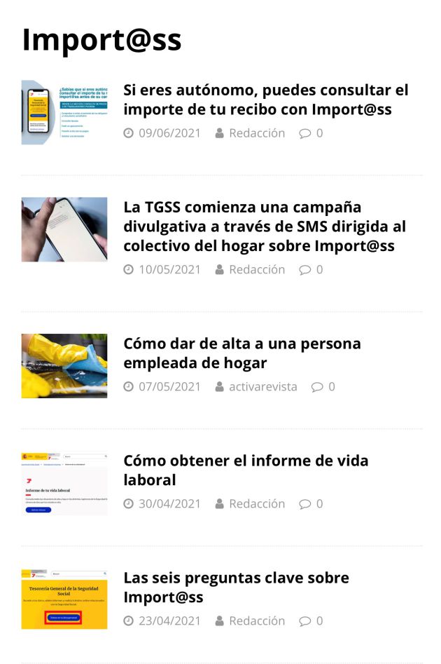 Pantallazo portal import@ss Pantallazo portal import@ss